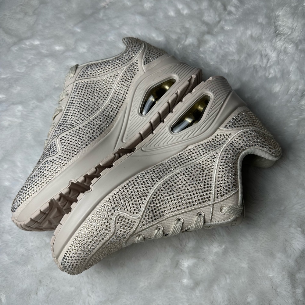 NEW Beige Rhinestone Skechers Sneakers - Picture 5 of 6